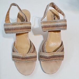 Coach and Four Vandela Metallic Woven Wedge Sandals Size‎ 7.5